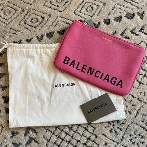 Balenciaga Ville Logo Pouch Pink Rose Bubb Noir